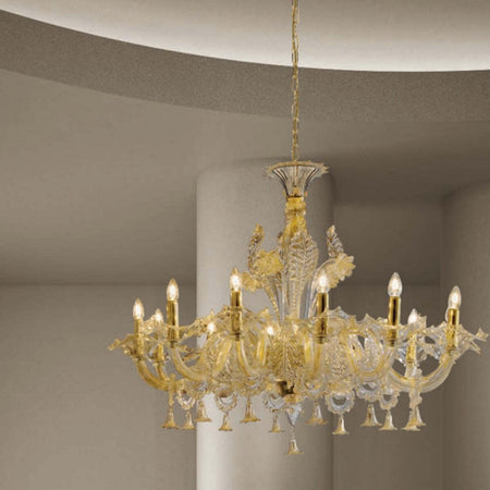 Lampadario-classico-Sylcom-GIUSTINIAN-1377-12-E14-LED-vetro-murano-sospensione