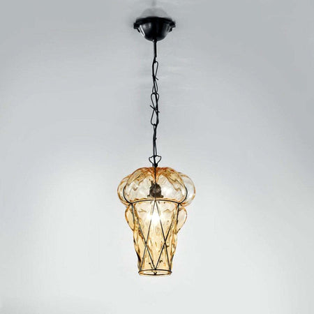 Lampadario-classico-Sylcom-TIEPOLO-1443-24-INOX-E14-LED-acciaio-vetro-soffiato-sospensione