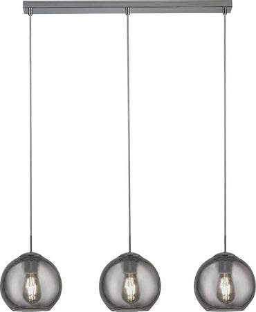 Lampadario-Contemporaneo-Balls-Acciaio-Cromo-Vetro-Fumè-3-Luci-E27