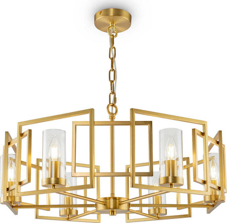 Lampadario-Contemporaneo-Bowi-Struttura-In-Metallo-Colore-Oro-6-Luci