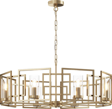 Lampadario-Contemporaneo-Bowi-Struttura-In-Metallo-Colore-Oro-8-Luci