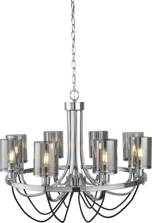 Lampadario-Contemporaneo-Catalina-Acciaio-Cromo-Vetro-Fumè-8-Luci-E14