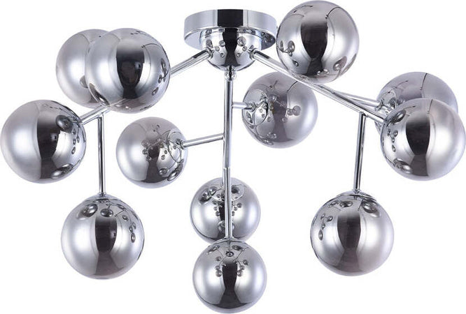 Lampadario-Contemporaneo-Dallas-Metallo-Cromo-12-Luci-Diffusori-Fumè