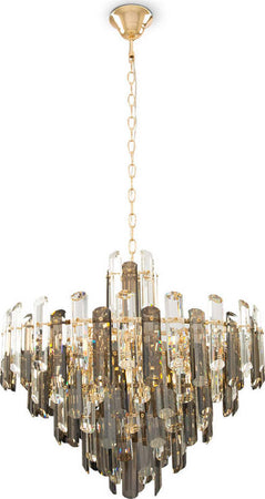 Lampadario-Contemporaneo-Flare-Metallo-Oro-8-Luci-Diffusori-Vetro