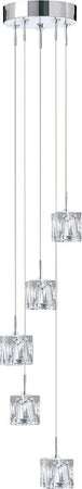 Lampadario-Contemporaneo-Ice-Cube-Acciaio-Cromo-Vetro-Trasparente-Led-5,2W-3000K