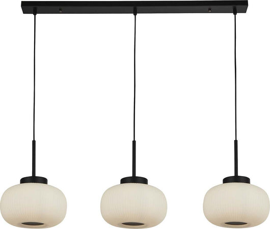 Lampadario-Contemporaneo-Lumina-Acciaio-Bianco-Vetro-Nero-3-Luci-E27