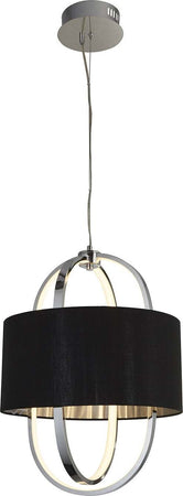 Lampadario-Contemporaneo-Madrid-Acciaio-Cromo-Tessuto-Nero-Led-20W-3000K