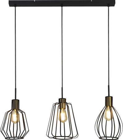 Lampadario-Contemporaneo-Melbourne-Acciaio-Nero-Ottone-3-Luci-E27