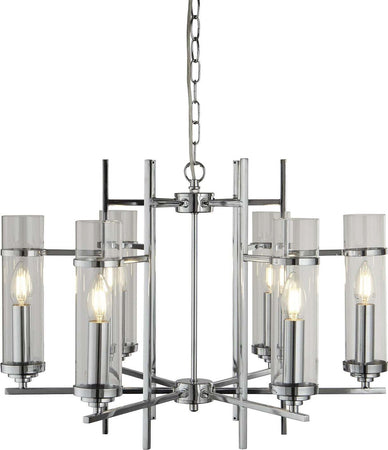 Lampadario-Contemporaneo-Milo-Acciaio-Cromo-Vetro-6-Luci-E14