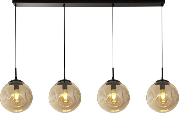 Lampadario-Contemporaneo-Punch-Acciaio-Nero-Vetro-4-Luci-E27