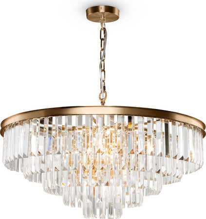 Lampadario-Contemporaneo-Revero-Metallo-Ottone-12-Luci-Diffusori-Vetro