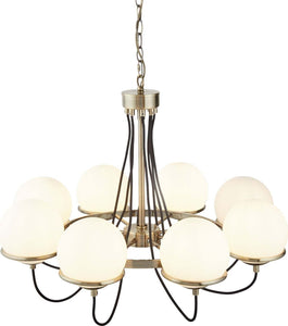 Lampadario-Contemporaneo-Sfera-Acciaio-Ottone-Vetro-8-Luci-E14