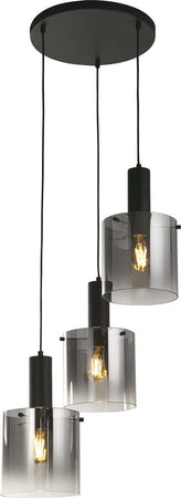 Lampadario-Contemporaneo-Svezia-Acciaio-Nero-Vetro-3-Luci-E27