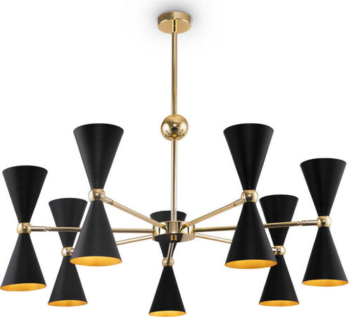 Lampadario-Contemporaneo-Vesper-In-Metallo-Nero-E-Oro-14-Luci