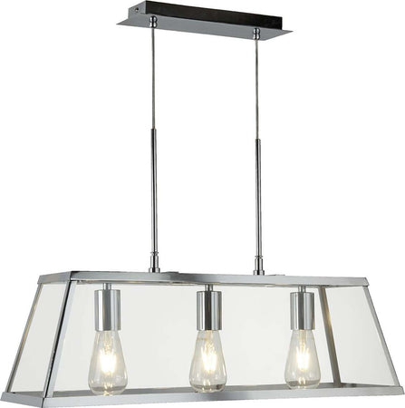 Lampadario-Contemporaneo-Viaggiatore-Acciaio-Cromo-Vetro-Trasparente-3-Luci-E27