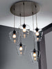 Lampadario-Illuminando-PAGODA-5-E27-LED-sospensione-classica-ruggine-vetro-trasparente-interno