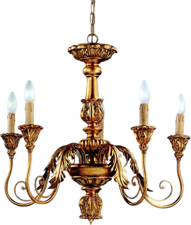 Lampadario-In-Legno-Classico-Avorio-Oro-5-Luci-Tuffolo
