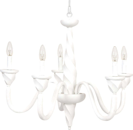 Lampadario-In-Legno-Classico-Bianco-Opaco-5-Luci-Coromorano
