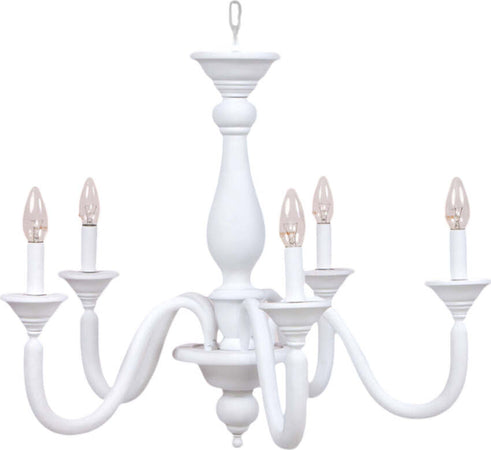 Lampadario-In-Legno-Classico-Bianco-Opaco-5-Luci-Laridi