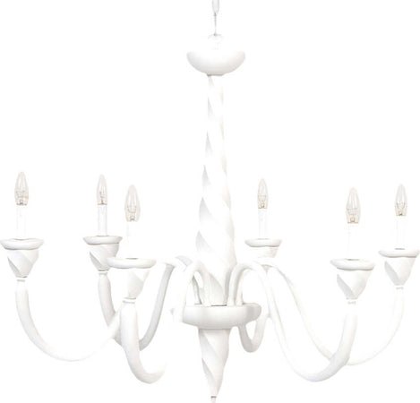 Lampadario-In-Legno-Classico-Bianco-Opaco-6-Luci-Coromorano