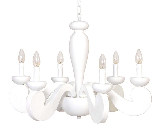 Lampadario-In-Legno-Classico-Bianco-Opaco-6-Luci-Sula