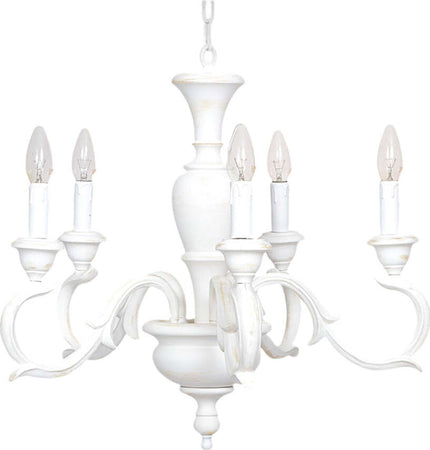 Lampadario-In-Legno-Classico-Bianco-Sciupato-5-Luci-Folaga