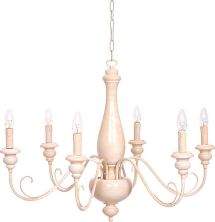 Lampadario-In-Legno-Classico-Ocra-Sbiancato-6-Luci-Anatra