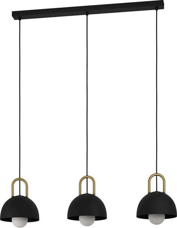 Lampadario-Industrial-Calmanera-3-Luci-Acciaio-Nero-E-Ottone