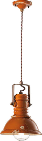 Lampadario-Industrial-Ferro-E-Ceramica-Vintage-Arancio-1-Luce-E27-23Cm