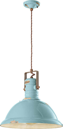 Lampadario-Industrial-Ferro-E-Ceramica-Vintage-Azzurro-1-Luce-E27-40Cm