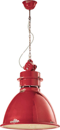 Lampadario-Industrial-Ferro-E-Ceramica-Vintage-Rosso-1-Luce-E27-50Cm