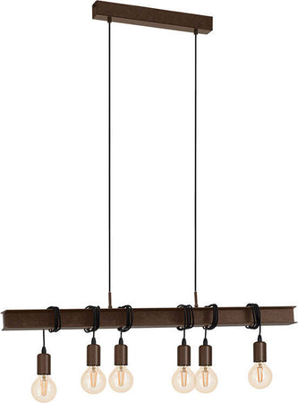 Lampadario-Industrial-Townshend-4-6-Luci-Acciaio-Marrone-Invecchiato