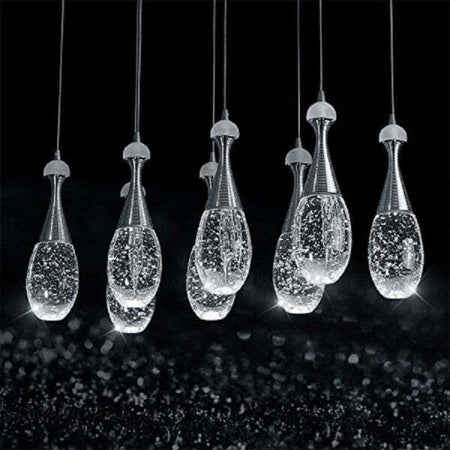 Lampadario-Lampada-6-Pendenti-Bollicine-Acciaio-Soffitto-Luce-Led-Applique-Design