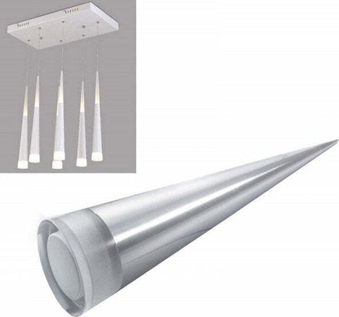 Lampadario-Lampada-6-Pendenti-Conico-Allungato-Acciaio-Soffitto-Luce-Led-Applique-Design