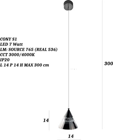 Lampadario-led-Promoingross-CONY-S1-536LM-NERO-lampada-soffitto-cono