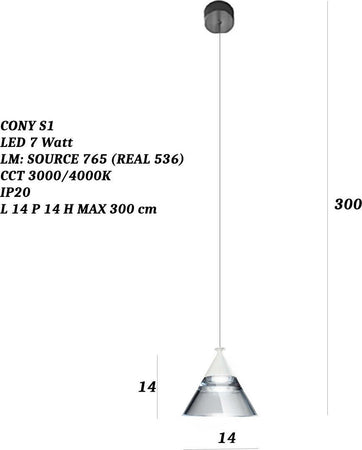 Lampadario-led-Promoingross-CONY-S1-BIANCO-536LM-lampada-soffitto-cono