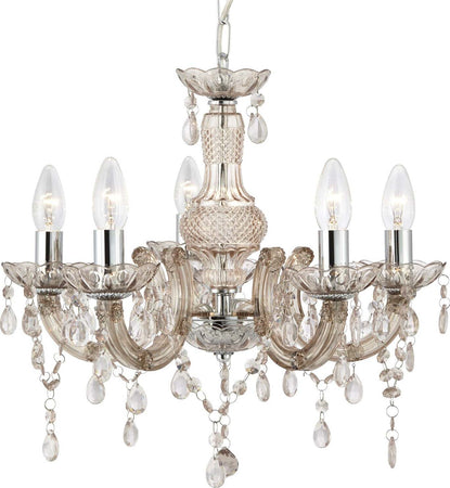 Lampadario-Marie-Therese-Vetro-Trasparente-Policarbonato-Cromo-5-Luci-E14