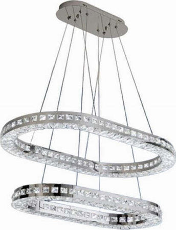 Lampadario-Moderno-A-Sospensione-Led-Luce-Fredda-40w-2-Anelli-Ovali-Cristalli-B49