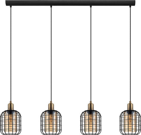 Lampadario-Moderno-Chisle-4-Luci-Acciaio-Nero