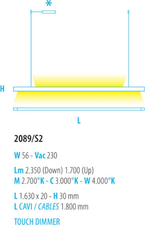 Lampadario-moderno-fratelli-Braga-ELLE-2089-S2-LED-touch-dimmer-biemissione-metallo-sospensione