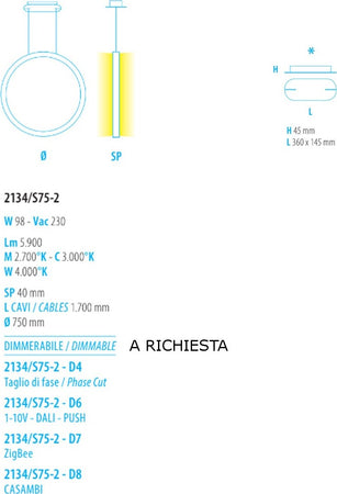 Lampadario-moderno-Fratelli-Braga-LOOP-2134-S75-2-LED-alluminio-sospensione