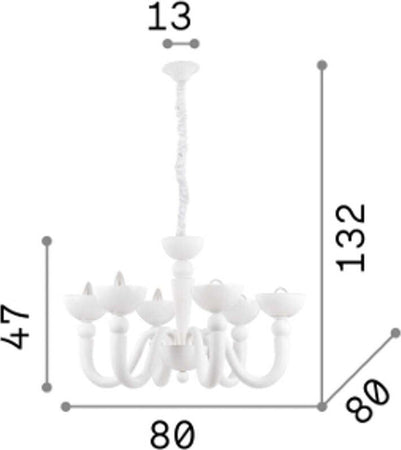 Lampadario-moderno-Ideal-Lux-BON-BON-SP6-140339-093994-E14-LED-metallo-vetro-sospensione