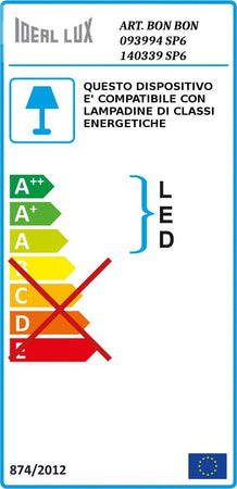 Lampadario-moderno-Ideal-Lux-BON-BON-SP6-140339-093994-E14-LED-metallo-vetro-sospensione