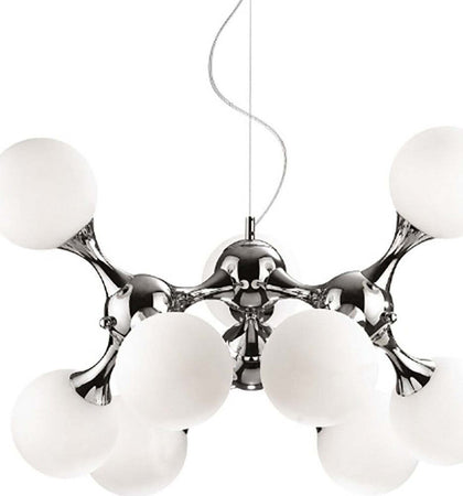 Lampadario-moderno-Ideal-Lux-NODI-BIANCO-SP9-082059-E14-LED-vetro-metallo-lampada-soffitto