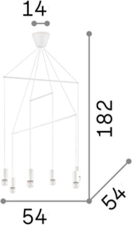 Lampadario-moderno-Ideal-Lux-POP-SP6-E27-LED-metallo-sospensione