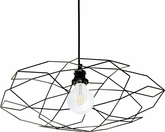 Lampadario-moderno-Illuminando-PENTAGONO-SP-P-E27-LED-metallo-sospensione-lampada-soffitto-gabbia