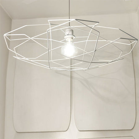 Lampadario-moderno-Illuminando-PENTAGONO-SP-P-E27-LED-metallo-sospensione-lampada-soffitto-gabbia