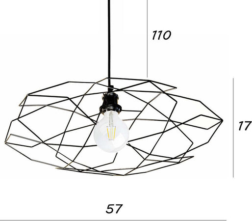Lampadario-moderno-Illuminando-PENTAGONO-SP-P-E27-LED-metallo-sospensione-lampada-soffitto-gabbia