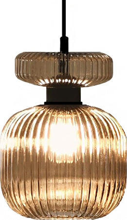 Lampadario-moderno-Illuminando-SP-GRETA-3-P-TR-AM-E27-LED-vetro-trasparente-ambra-sospensione-lampada-soffitto