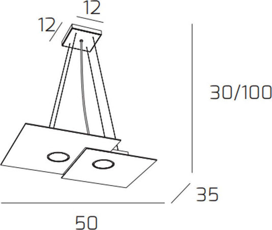 Lampadario-moderno-Top-Light-PLATE-1129-S2-R+1-Gx53-LED-biemissione-metallo-sospensione